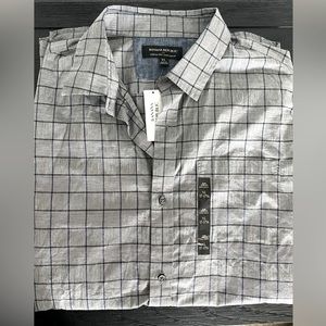 Mens Banana Republic Factory Dress Shirt in Grey Windowpane 👔